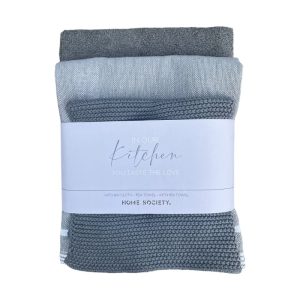 Home Society Theedoek en Keukendoek Set Grijs