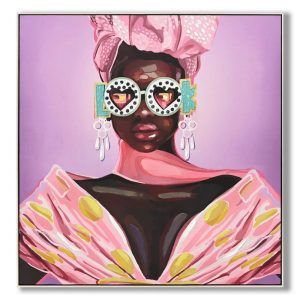 Homebound by KY Schilderij vrouw Pink